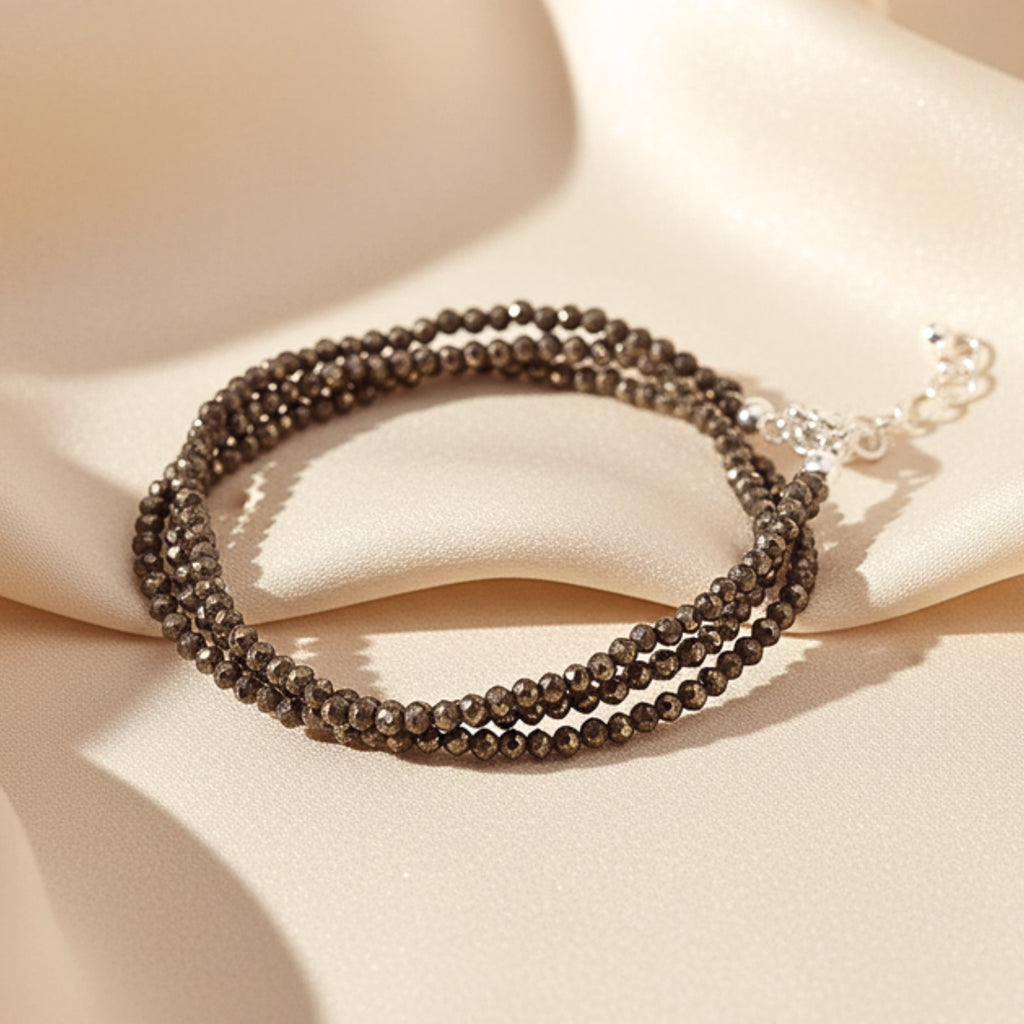 Pyrite-Tone Women's Wrap Layered Bracelet - PVD Stainless Steel