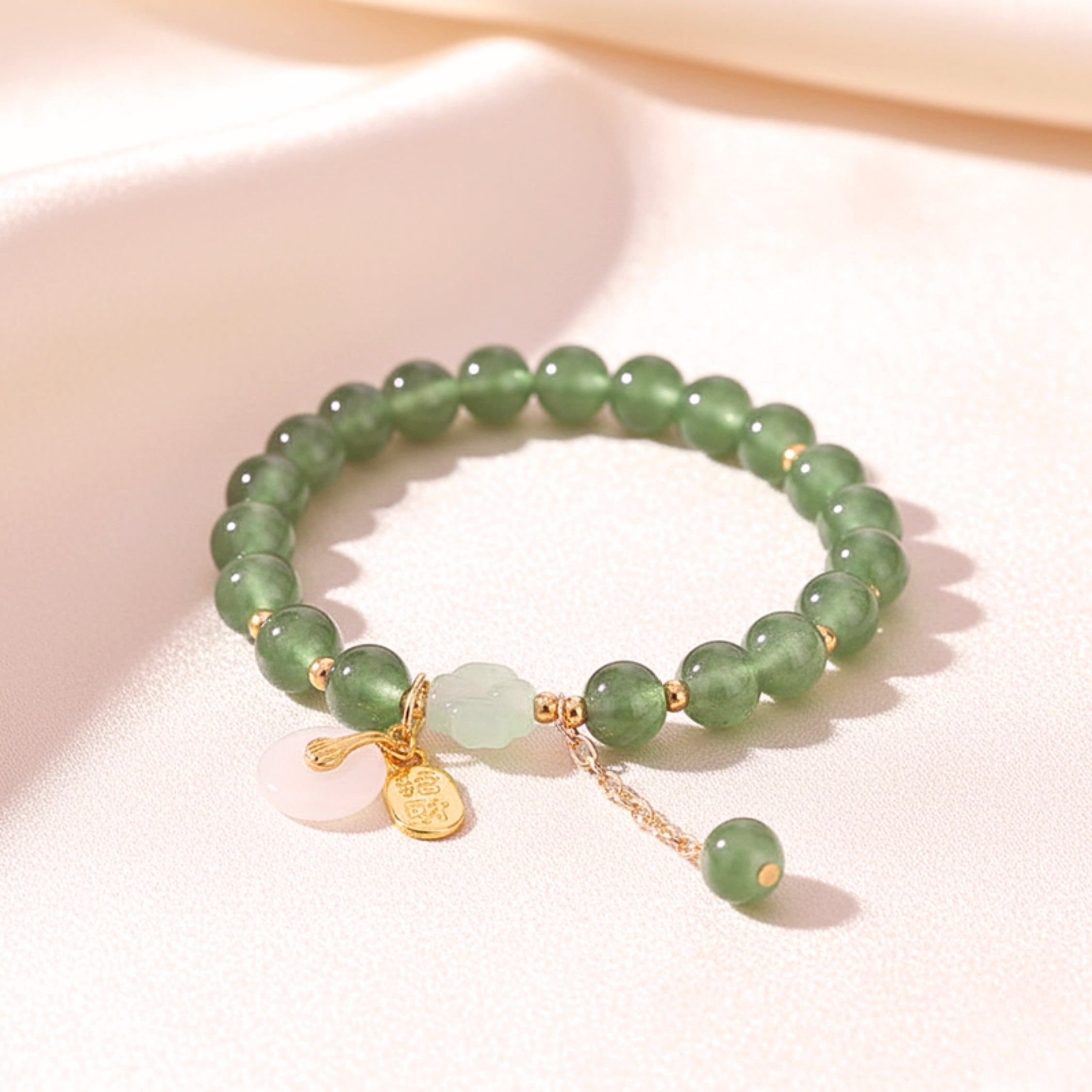 Women's Green 'Peace Buckle' Bracelet - Gold PVD Stainless Steel