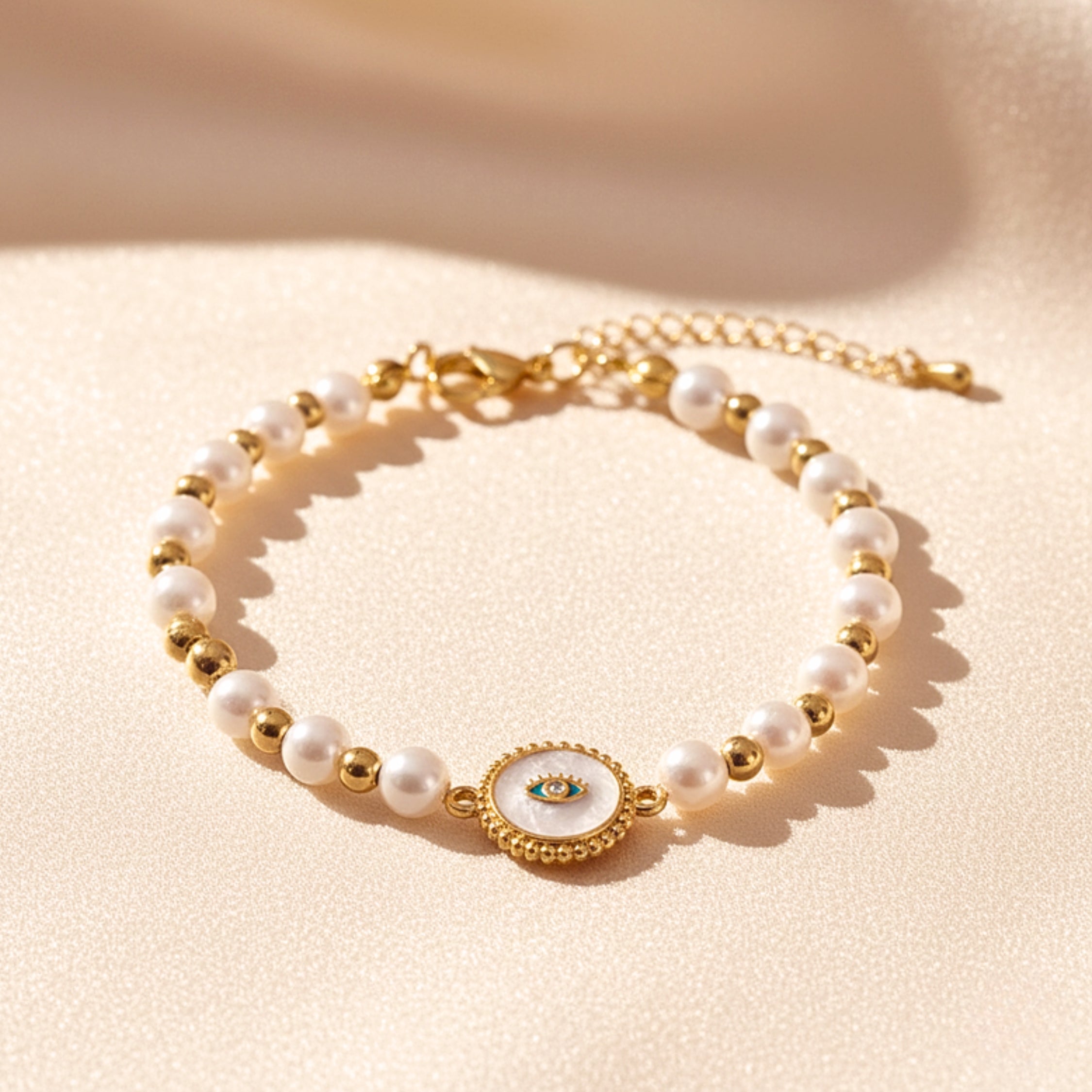 Women's Sunburst Evil Eye Chain Bracelet - Gold PVD Stainless Steel