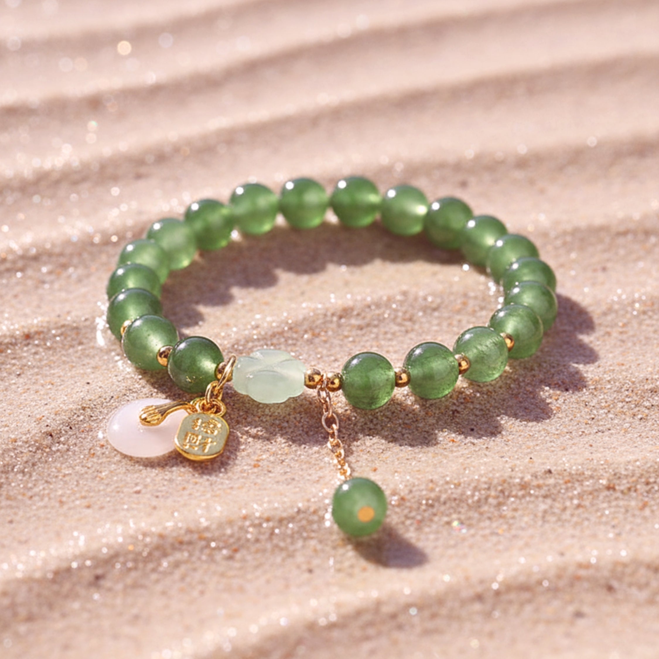 Women's Green 'Peace Buckle' Bracelet - Gold PVD Stainless Steel