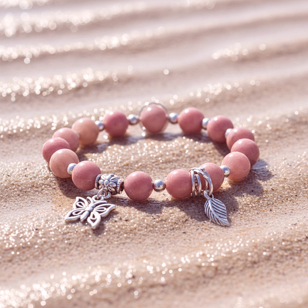 Women's Pink Crystal Butterfly Charm Bracelet