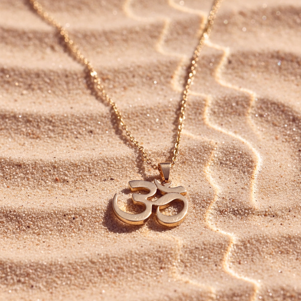 Women's Om Symbol Pendant Necklace - Silver Color 316L Stainless Steel