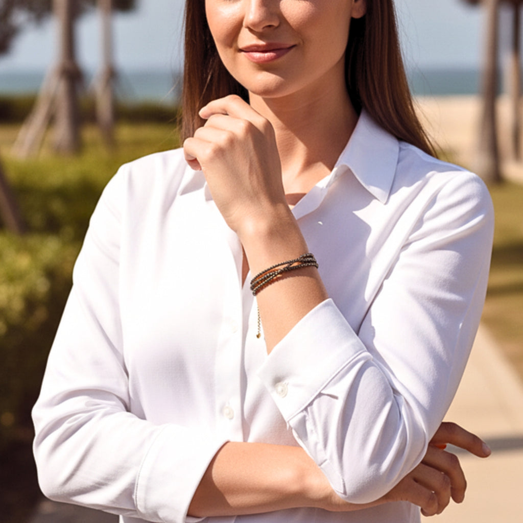 Pyrite-Tone Women's Wrap Layered Bracelet - PVD Stainless Steel