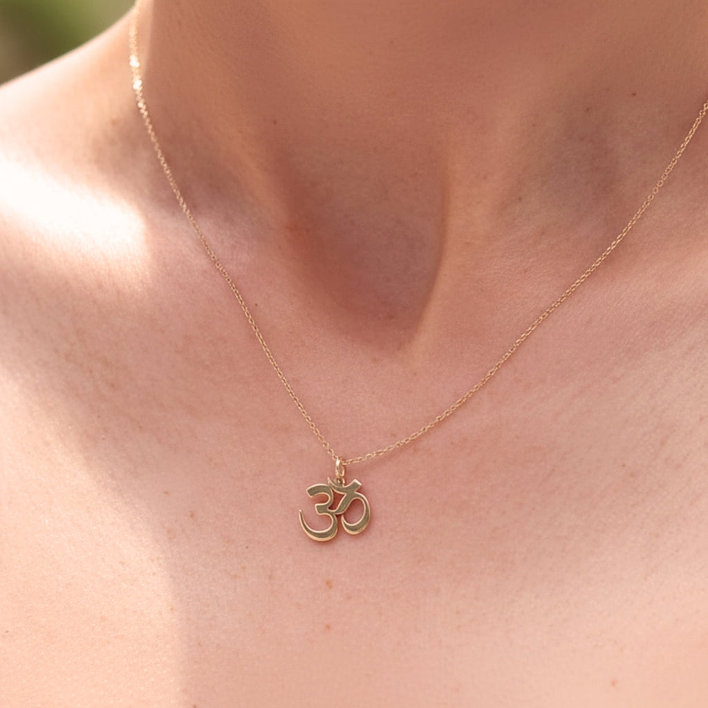 Women's Om Symbol Pendant Necklace - Silver Color 316L Stainless Steel