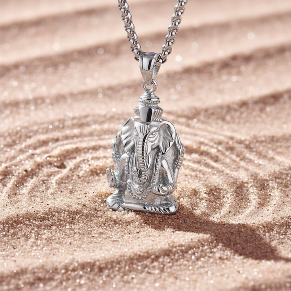 Ganesha Elephant Pendant Necklace - Gold PVD Stainless Steel