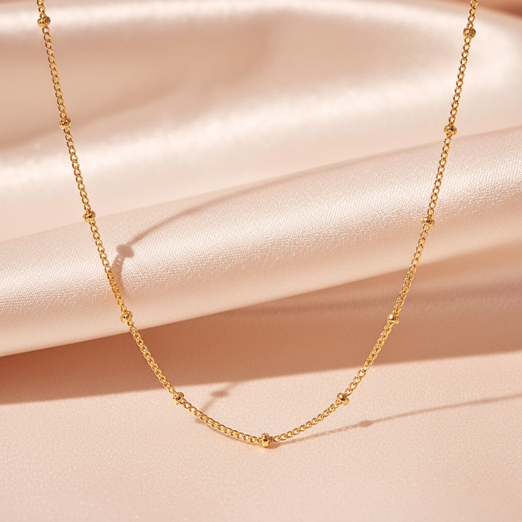 Satellite Beaded Chain Necklace - Gold PVD Stainless Steel