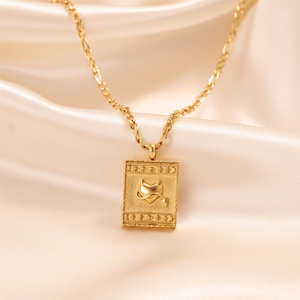 Sacred Heart Medallion Pendant Necklace - Gold PVD Stainless Steel