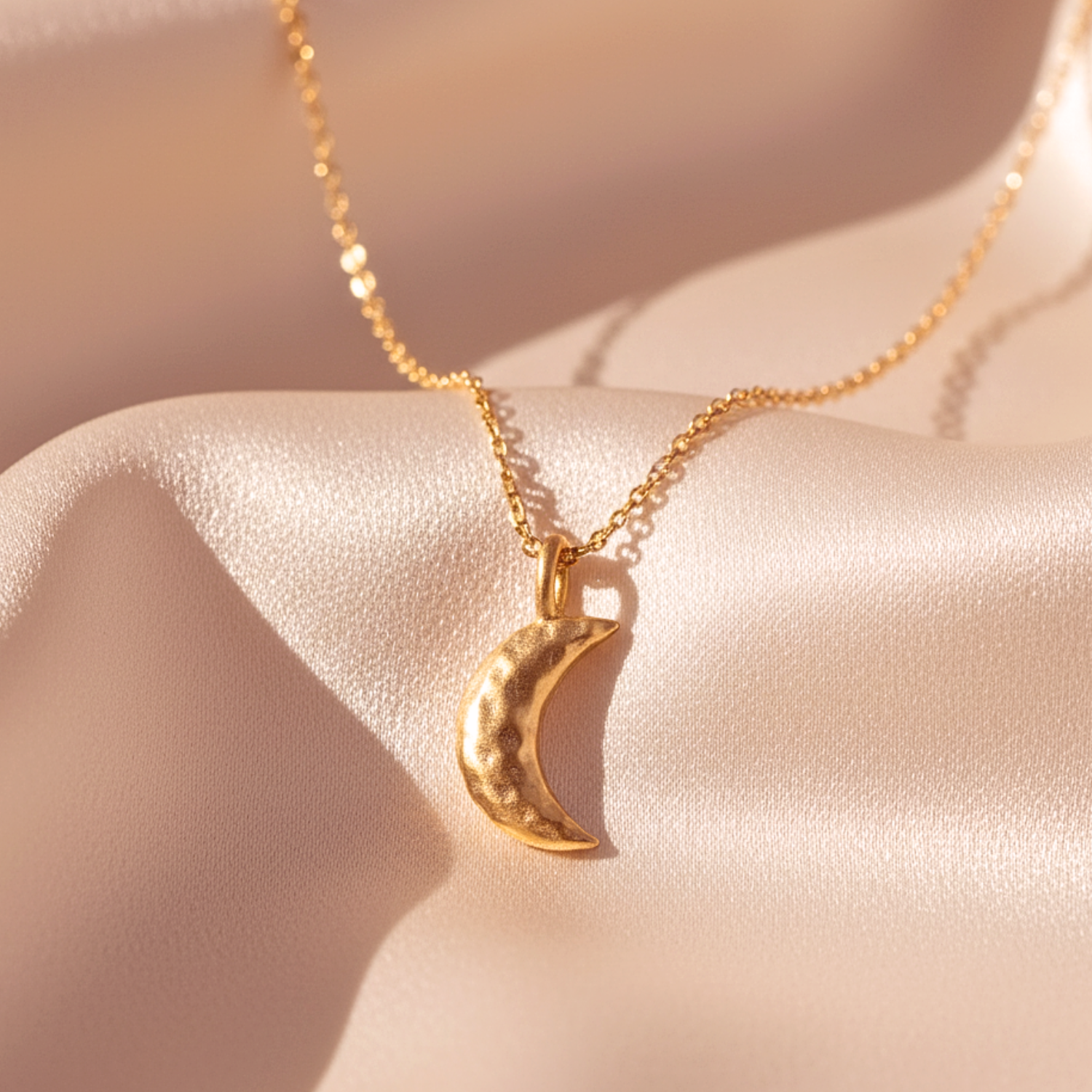 Crescent Moon Pendant Necklace - Gold PVD Stainless Steel
