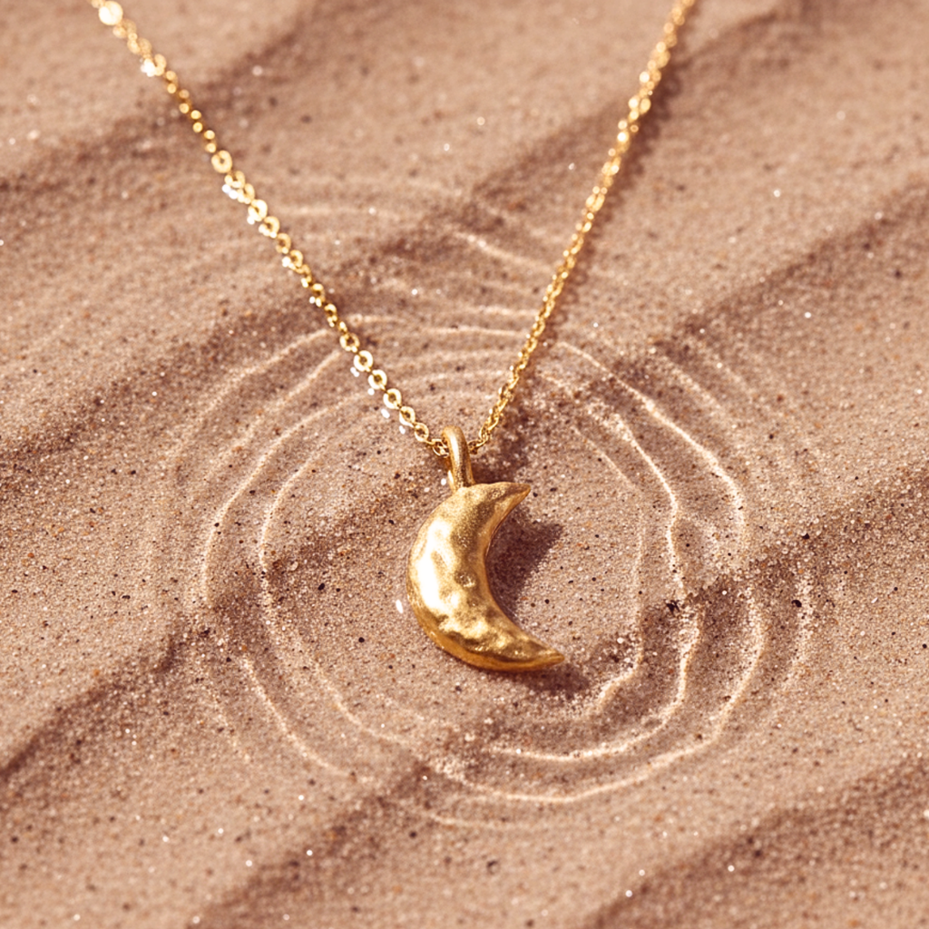 Crescent Moon Pendant Necklace - Gold PVD Stainless Steel