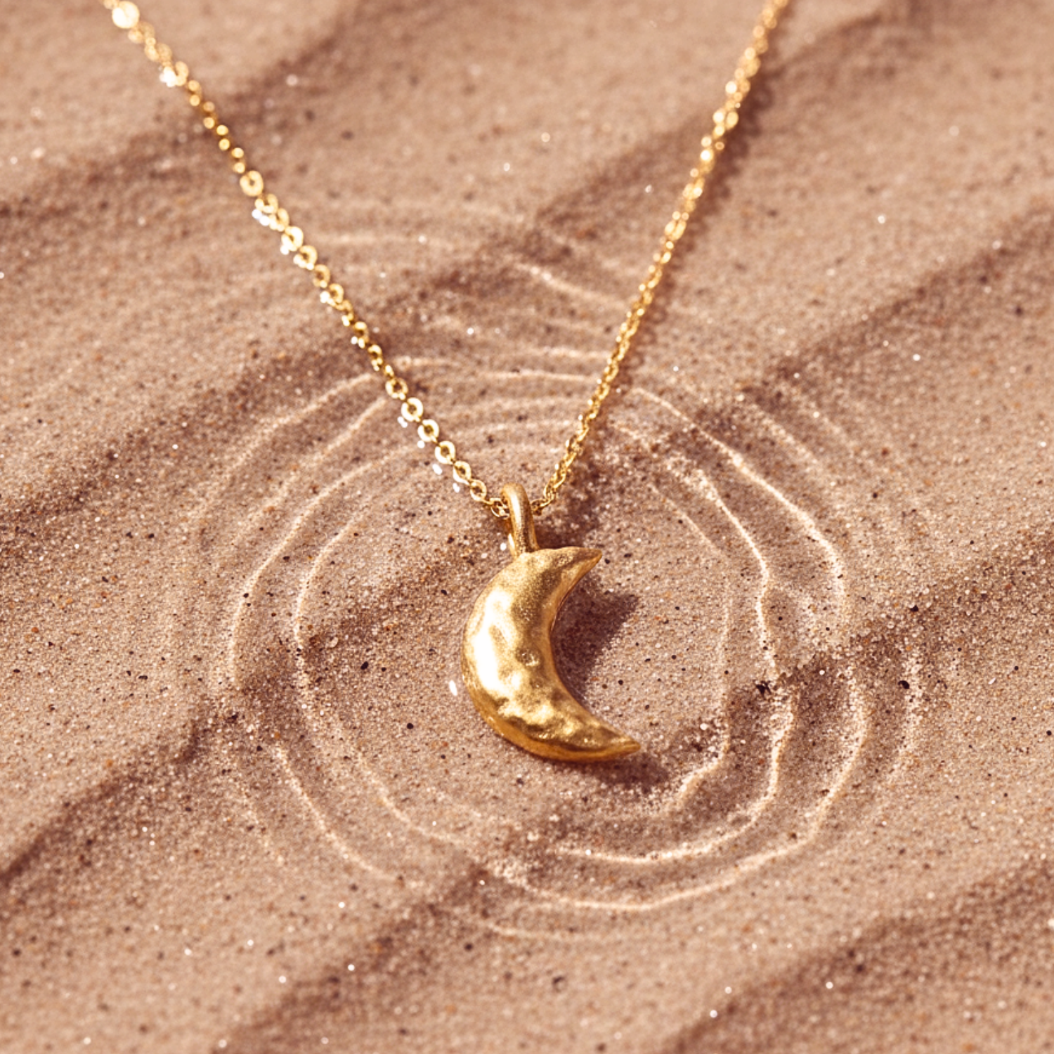 Crescent Moon Pendant Necklace - Gold PVD Stainless Steel