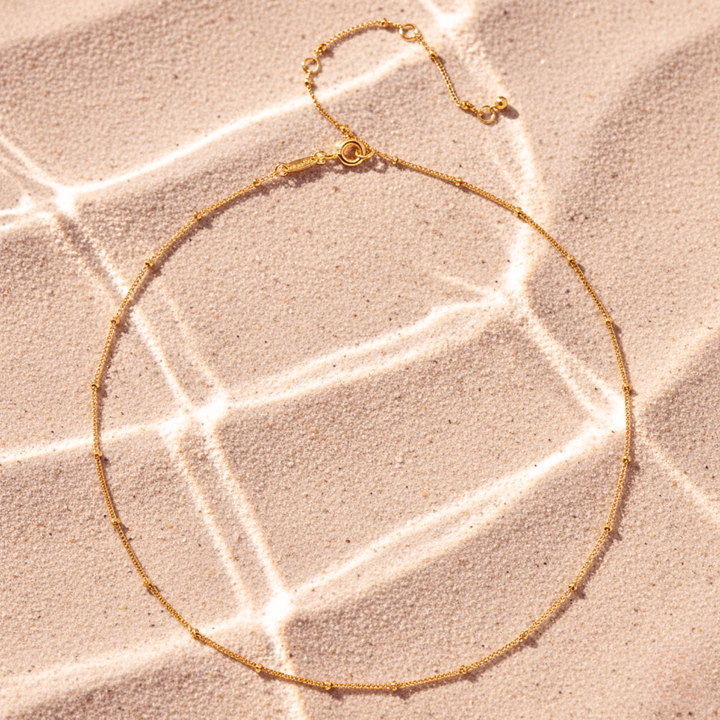 Satellite Beaded Chain Necklace - Gold PVD Stainless Steel