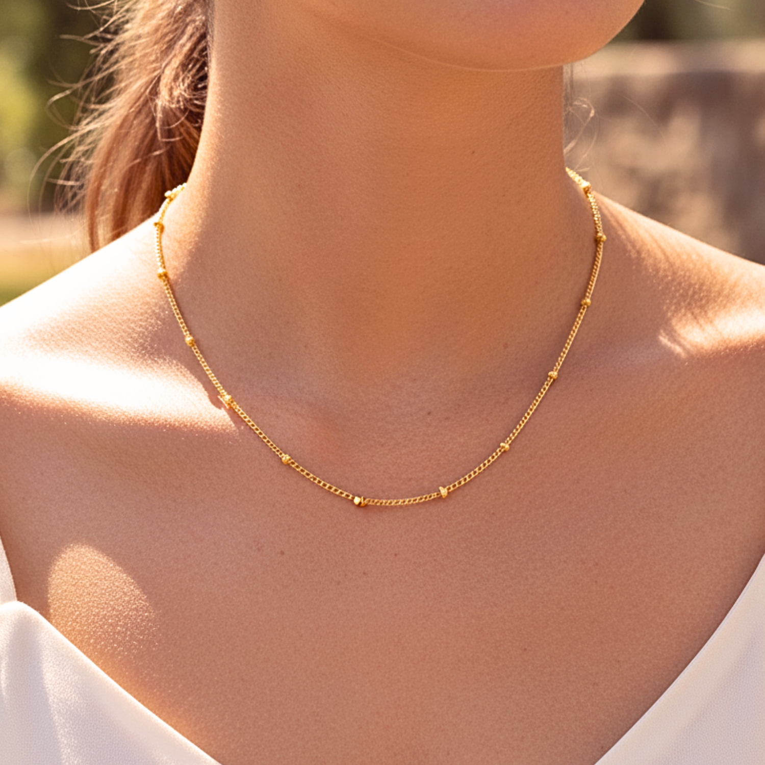 Satellite Beaded Chain Necklace - Gold PVD Stainless Steel