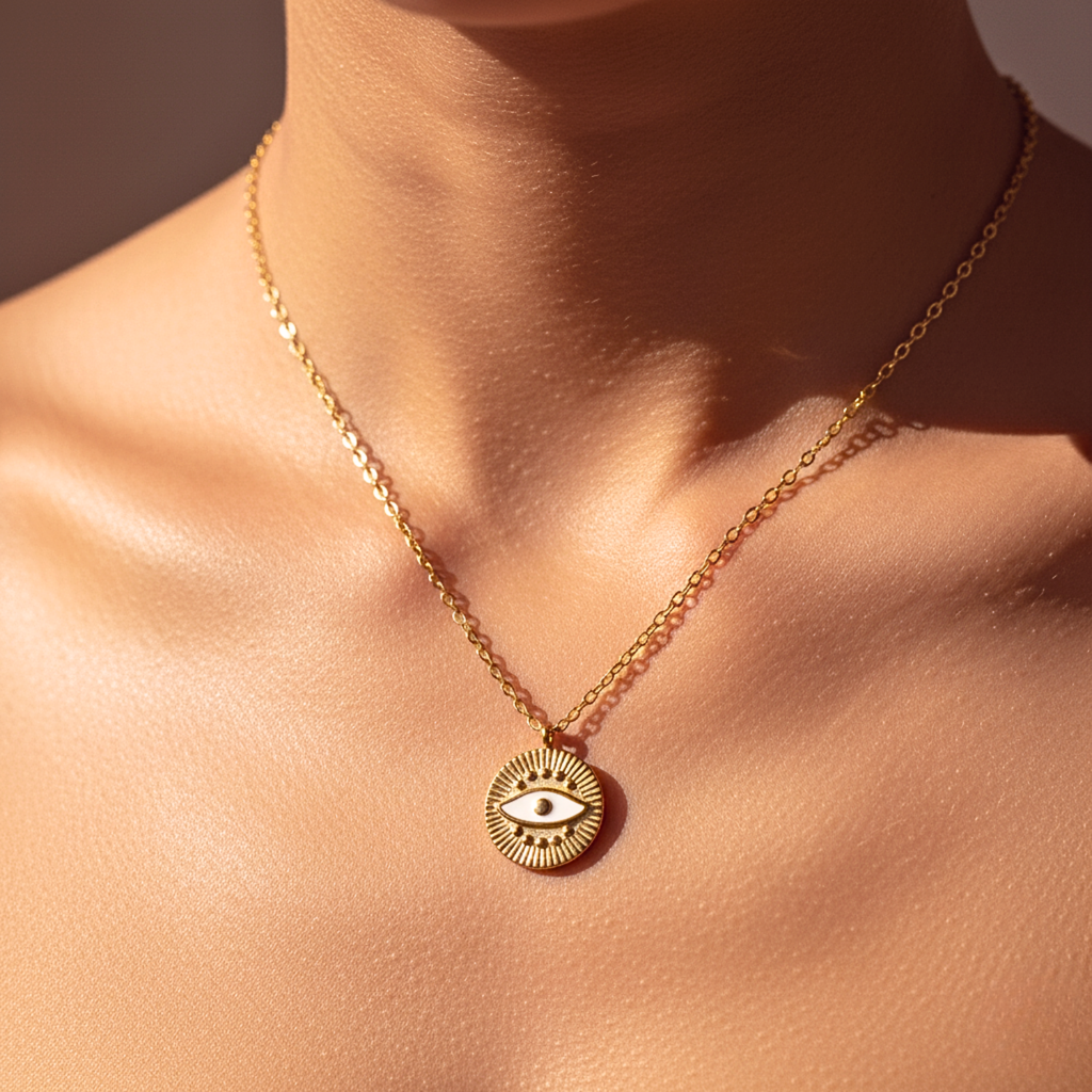 Evil Eye Pendant Necklace - Gold PVD Stainless Steel