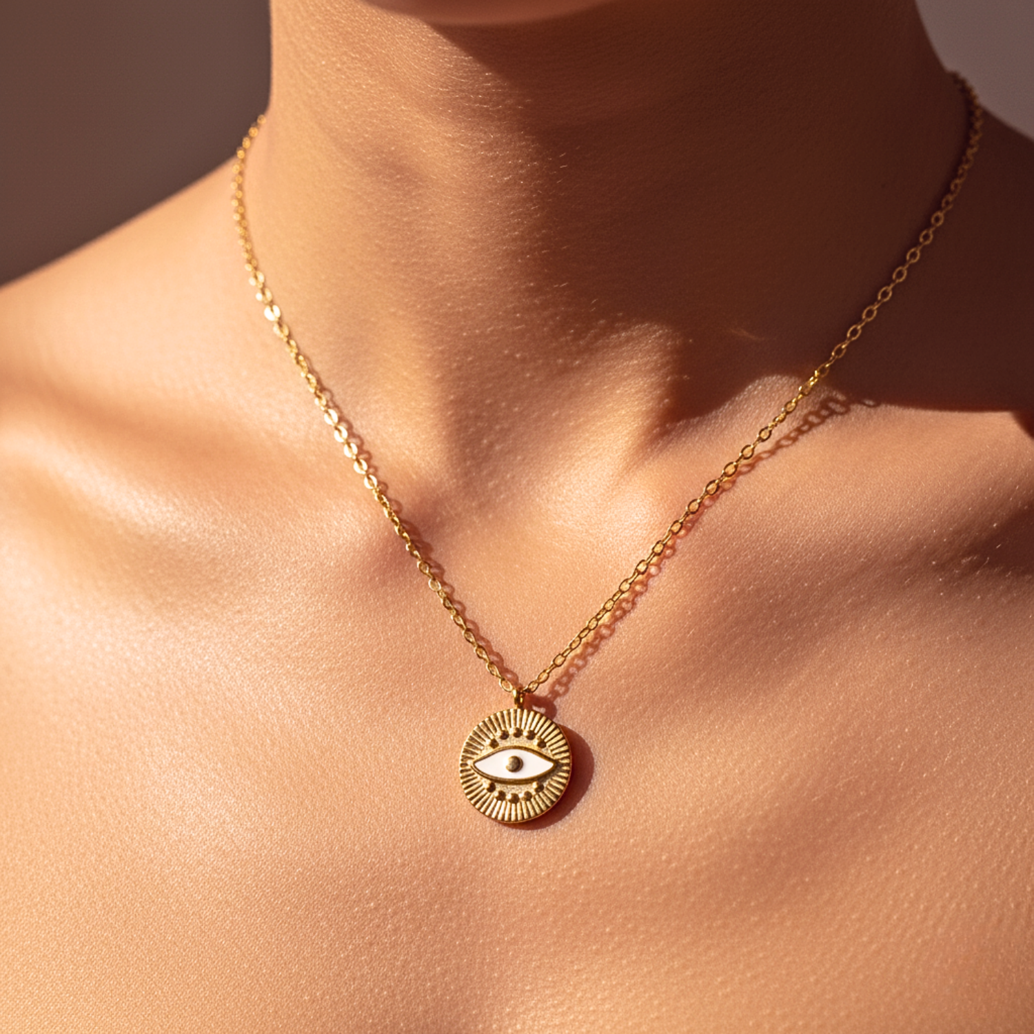 Evil Eye Pendant Necklace - Gold PVD Stainless Steel