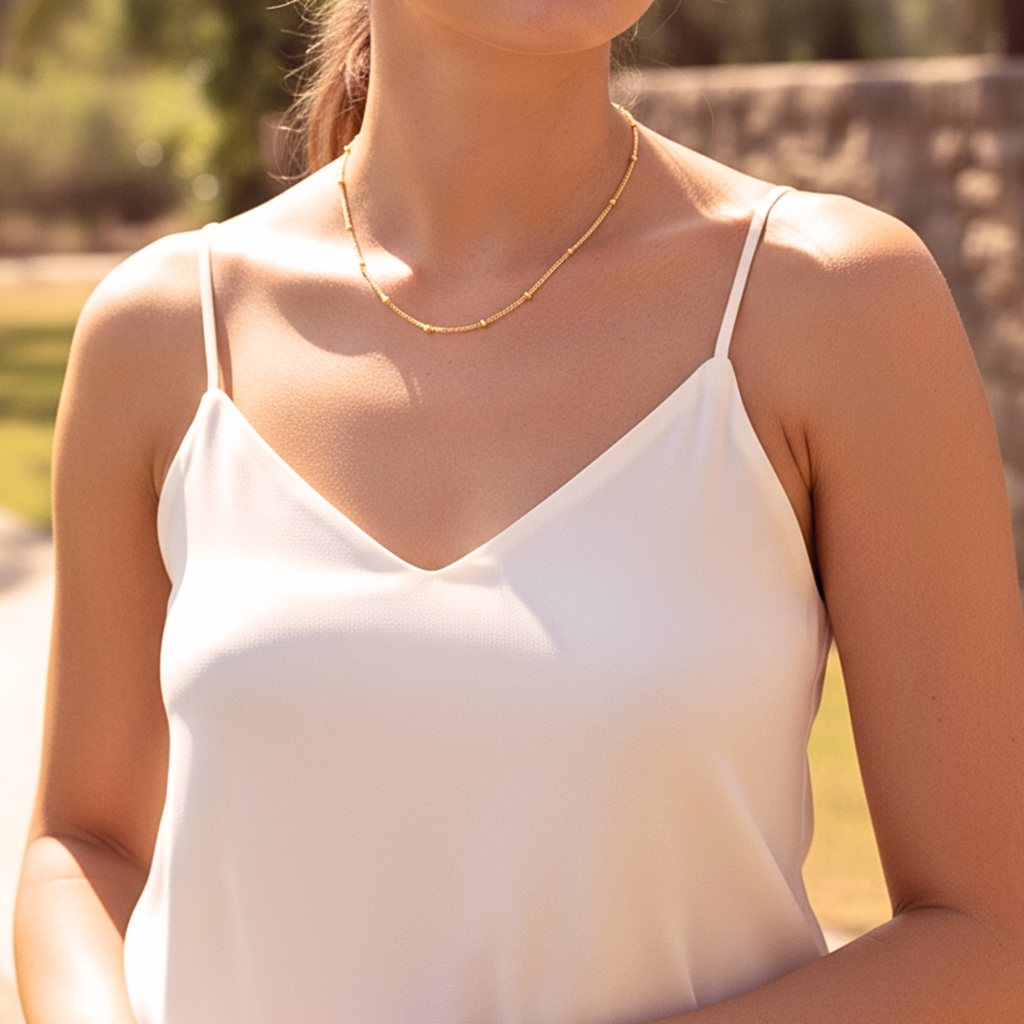 Satellite Beaded Chain Necklace - Gold PVD Stainless Steel